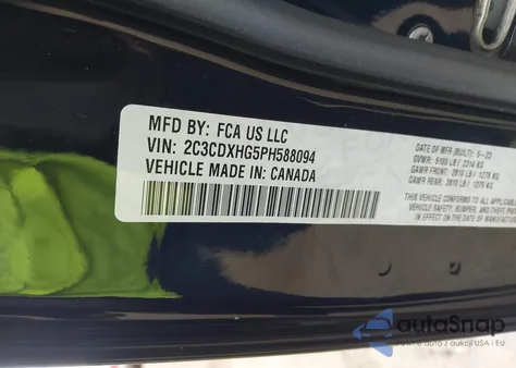 2023 Dodge Charger Gt из США, поврежденный, VIN 2C3CDXHG5PH588094